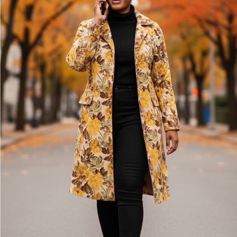 Floral Longline Duster Topper Coat
